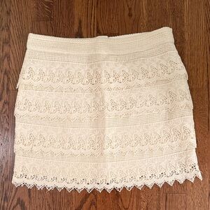 American Eagle Cream Crochet Lace Mini Skirt